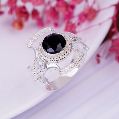 Black Onyx Statement Gemstone Handcrafted  Ring