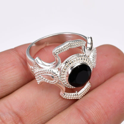 Black Onyx Statement Gemstone Handcrafted  Ring