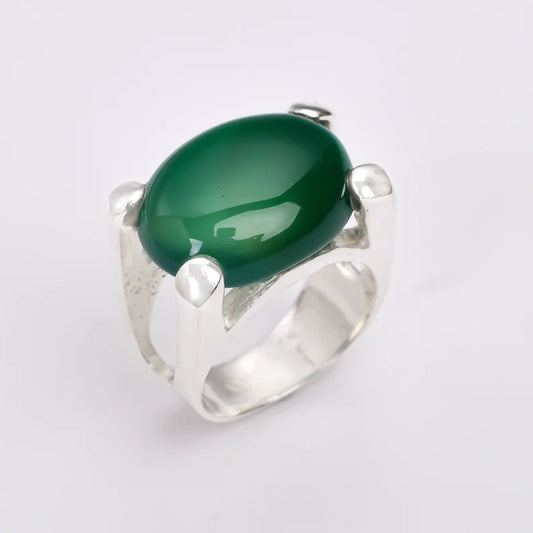 Green Onyx Gemstone Minimalist Birthstone Ring