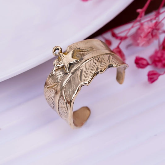 Leaf Design Minimalist Handcrafted Adjustable Ring