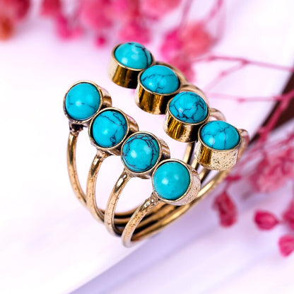 Natural Turquoise Handcrafted Gemstone Statement Ring