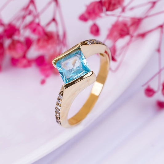 Blue Topaz Handcrafted Gemstone Statement Ring