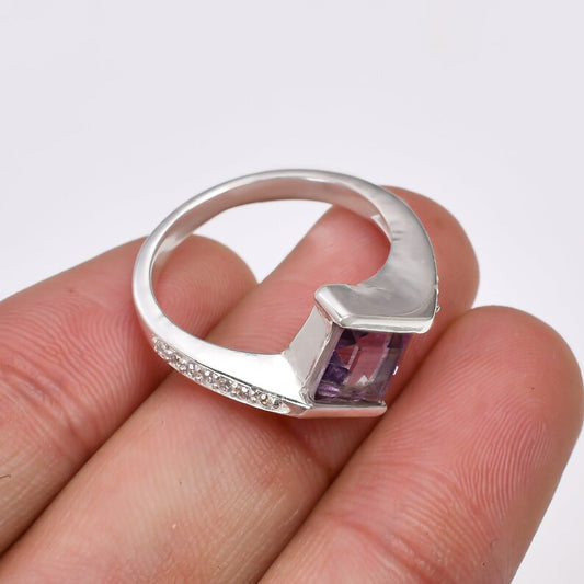 Amethyst Statement Gemstone Handcrafted Minimalist Ring