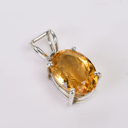 925 Sterling Silver Citrine Gemstone Handmade Pendant