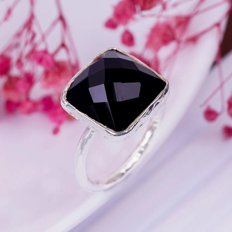 Black Onyx Handmade Gemstone Statement Ring