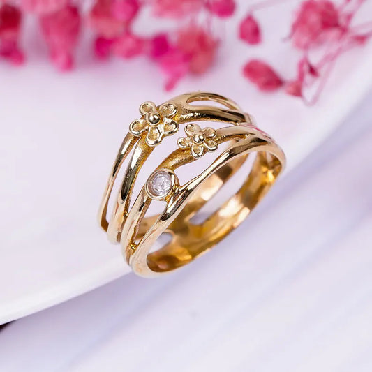 Cubic Zirconia Gemstone Handcrafted Statement Ring