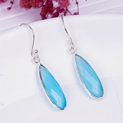 Chalcedony Gemstone Handcrafted Dangle Earrings