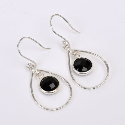 Black Onyx Gemstone Dangling Handcrafted Drop Earrings