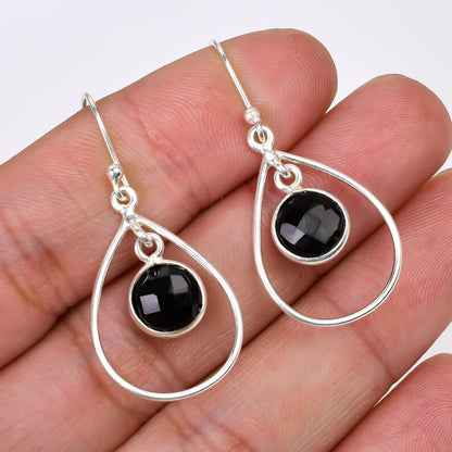 Black Onyx Gemstone Dangling Handcrafted Drop Earrings