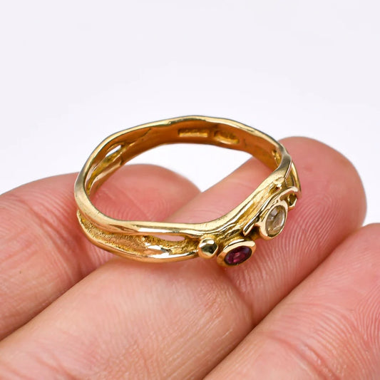 Elegant Citrine And Amethyst Gemstone Handcrafted  Band Ring