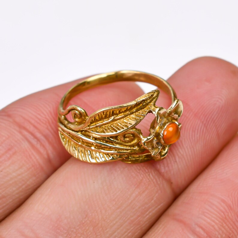Carnelian Gemstone Handcrafted Antique Design Statement Ring