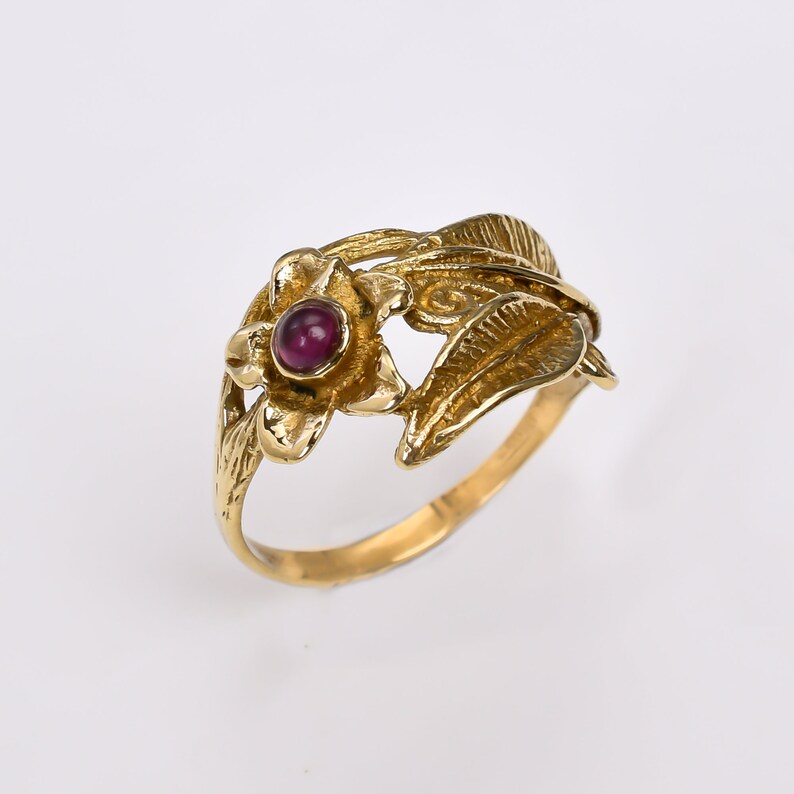 Amethyst Gemstone Flower Design Handcrafted Statement Ring