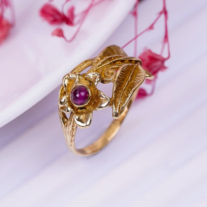 Amethyst Gemstone Flower Design Handcrafted Statement Ring