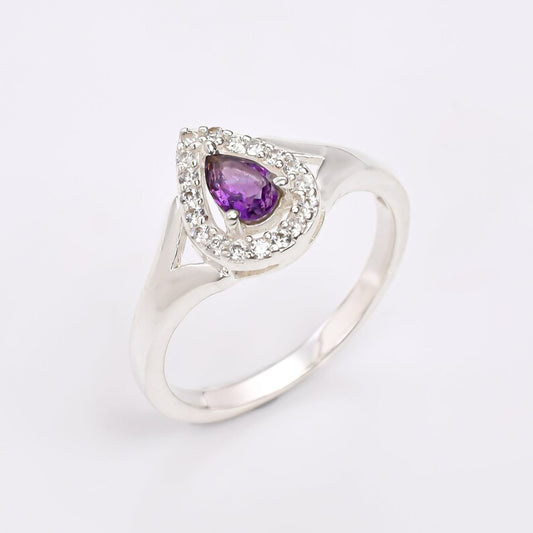 Amethyst Gemstone Engagement Handcrafted Ring