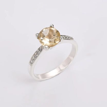 Citrine And Cubic Zirconia Handcrafted Statement Gemstone Ring