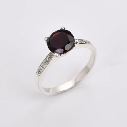 Garnet Gemstone Handcrafted Statement Minimalist Ring