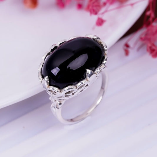 Onyx Black Gemstone Minimalist Handcrafted Ring