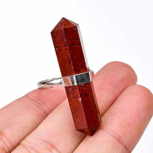 Red Jasper Gemstone Pencil Point Statement Ring
