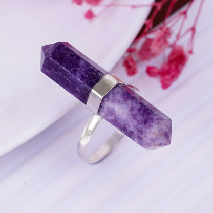 Amethyst Gemstone Pencil Point Statement Ring