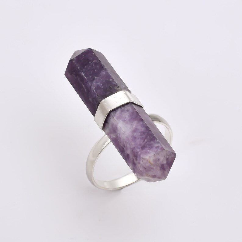 Amethyst Gemstone Pencil Point Statement Ring