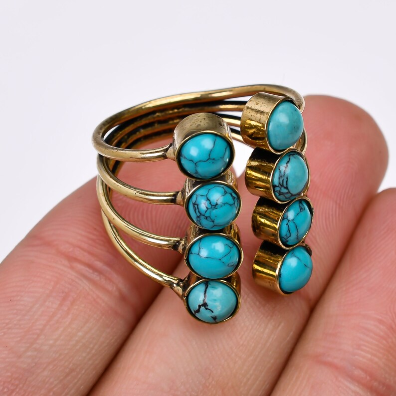 Natural Turquoise Handcrafted Gemstone Statement Ring