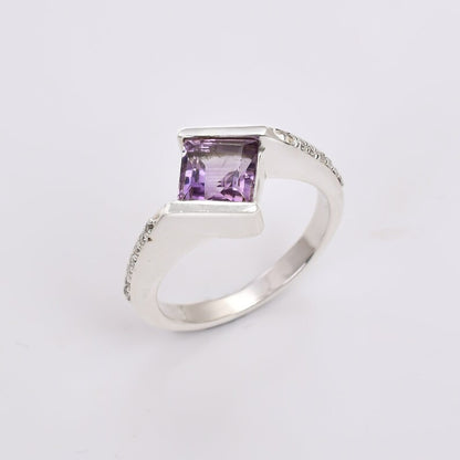 Amethyst Statement Gemstone Handcrafted Minimalist Ring