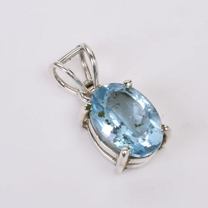 Blue Topaz Gemstone 925 Sterling Silver Pendant