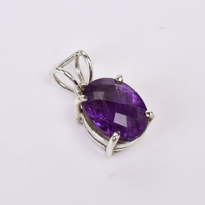 Amethyst Gemstone 925 Sterling Silver  Pendant