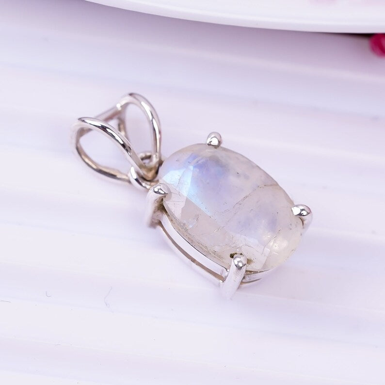 Moonstone Gemstone 925 Sterling Silver Handmade Pendant