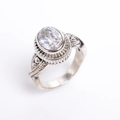 Cubic Zirconia Gemstone Statement Handcrafted Ring