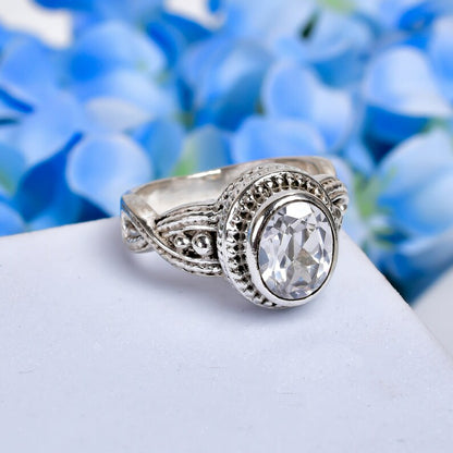 Cubic Zirconia Gemstone Statement Handcrafted Ring
