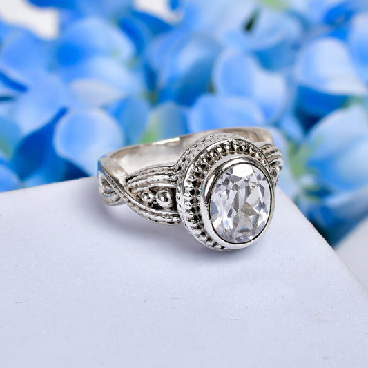 Cubic Zirconia Gemstone Statement Handcrafted Ring