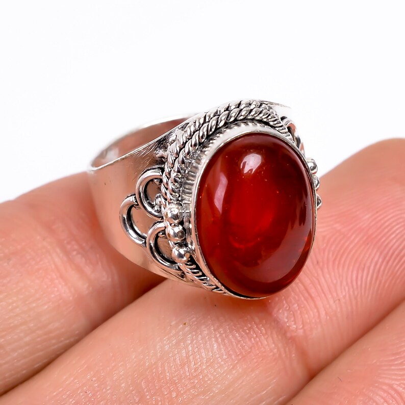 Natural Carnelian Gemstone Handcrafted Signet Ring