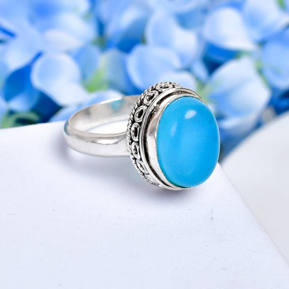 Chalcedony Gemstone Handcrafted Statement Ring