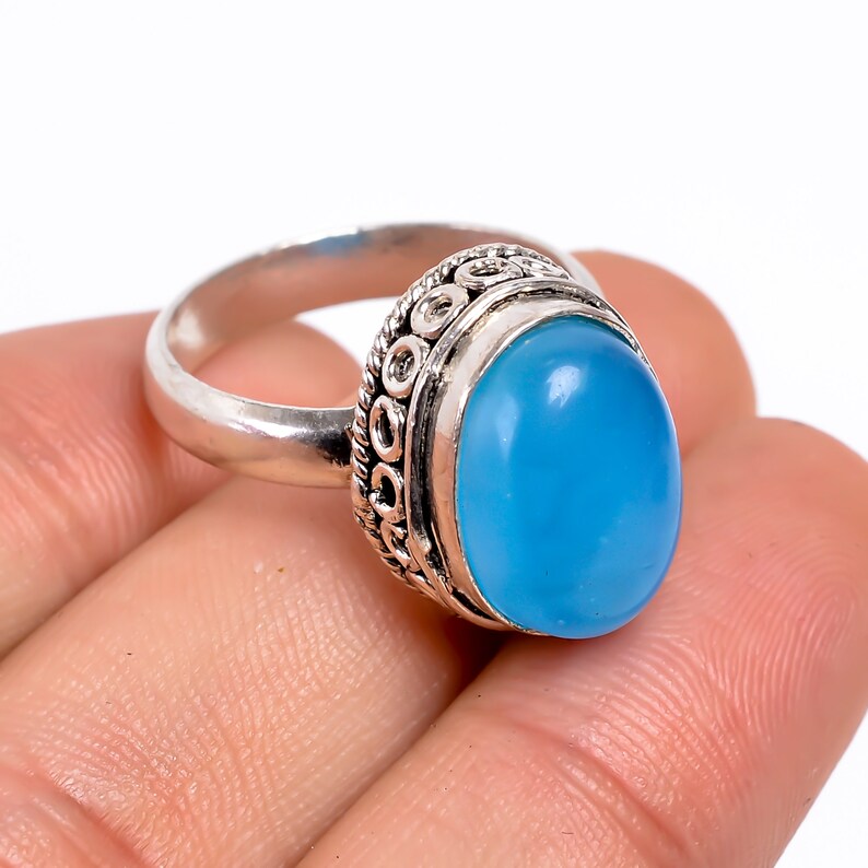 Chalcedony Gemstone Handcrafted Statement Ring