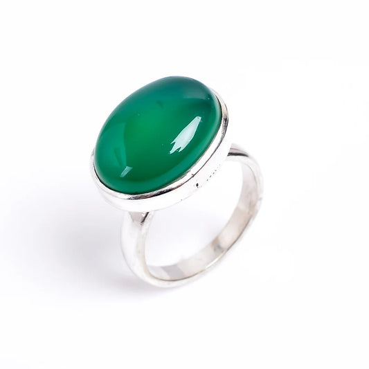 Natural Green Onyx Gemstone Statement Handcrafted Ring