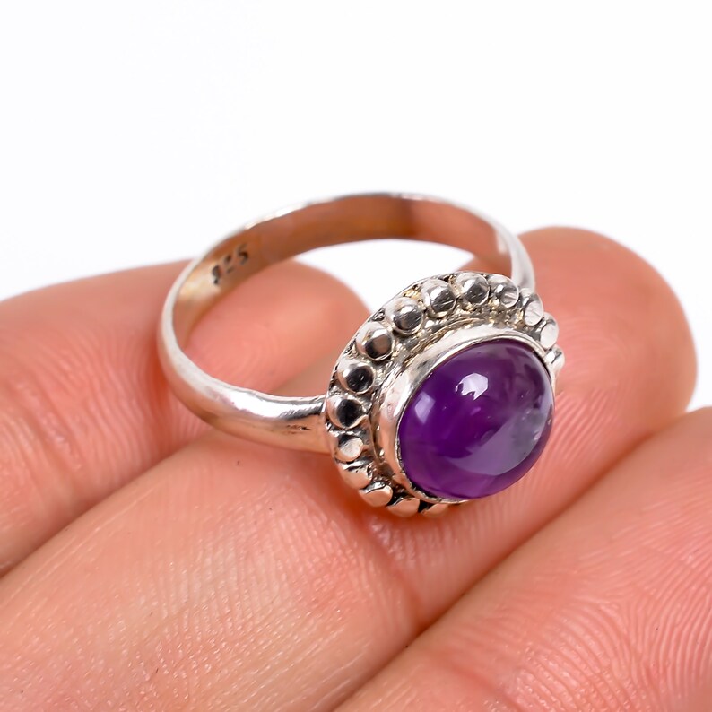 Amethyst Gemstone Statement Handcrafted Birthstone Ring