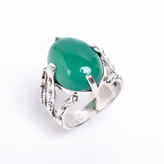 Green Onyx Gemstone Statement Handcrafted Ring
