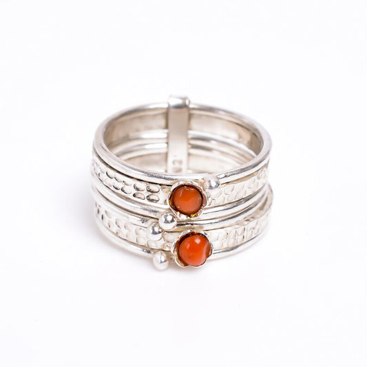 Coral Gemstone Statement Handcrafted Band Ring
