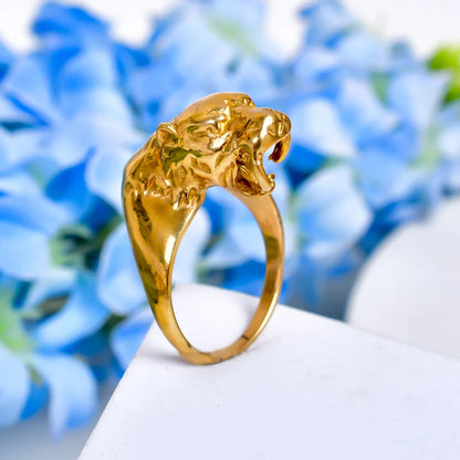 Roaring Wild Jaguar Minimalist Handcrafted Signet Ring