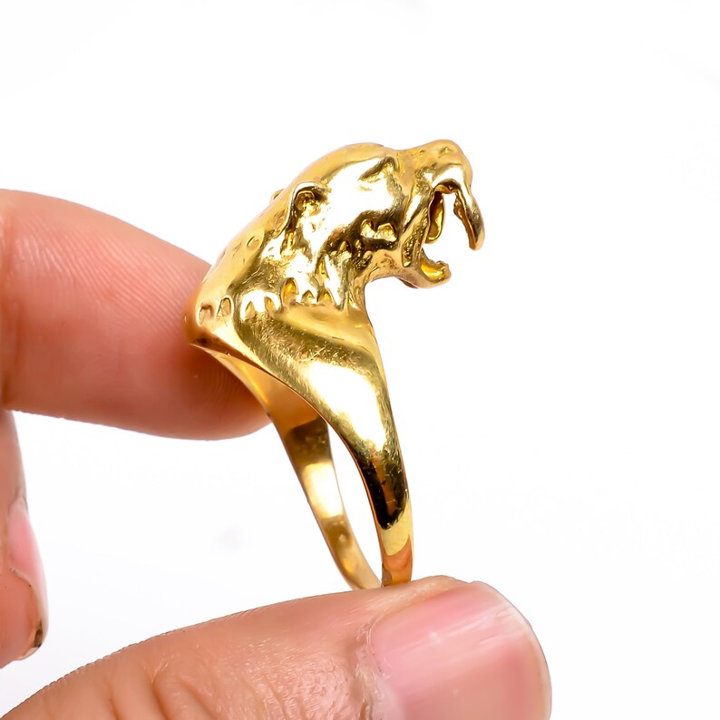Roaring Wild Jaguar Minimalist Handcrafted Signet Ring