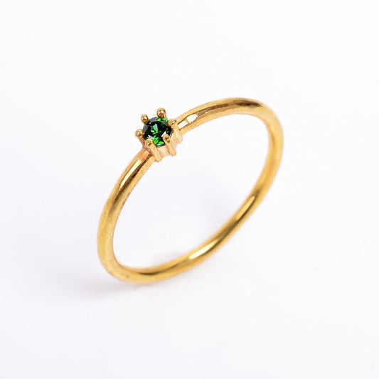 Green Cubic Zirconia Gemstone Statement Handcrafted Ring