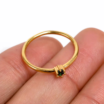 Green Cubic Zirconia Gemstone Statement Handcrafted Ring