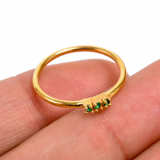 Green Cubic Zirconia Gemstone Handcrafted Statement Ring