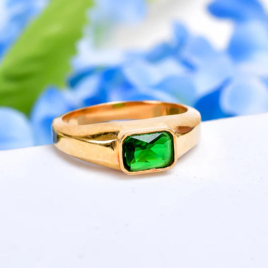 Green Cubic Zirconia Gemstone Handcrafted Statement Ring