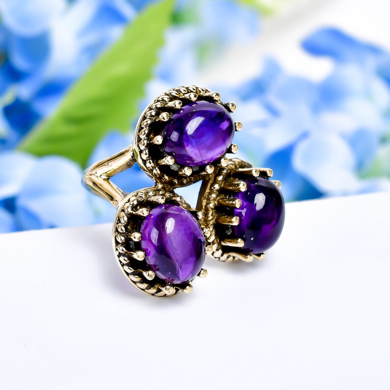 Amethyst Gemstone Handcrafted Statement Ring