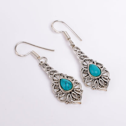 Turquoise Gemstone Drop and Dangle Handmade Earrings