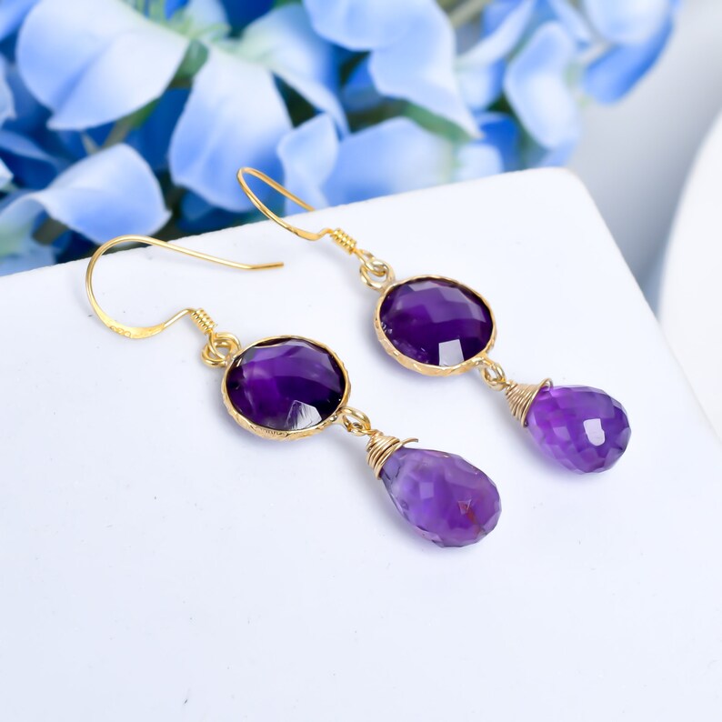 Amethyst Handcrafted Minimalist Drop and Dangle Earrings