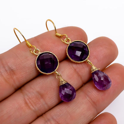Amethyst Handcrafted Minimalist Drop and Dangle Earrings