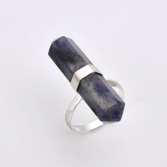 Sodalite Gemstone Statement Pencil Point Ring